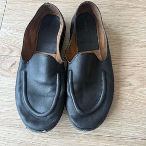 The Row Black Leather Canal Loafers